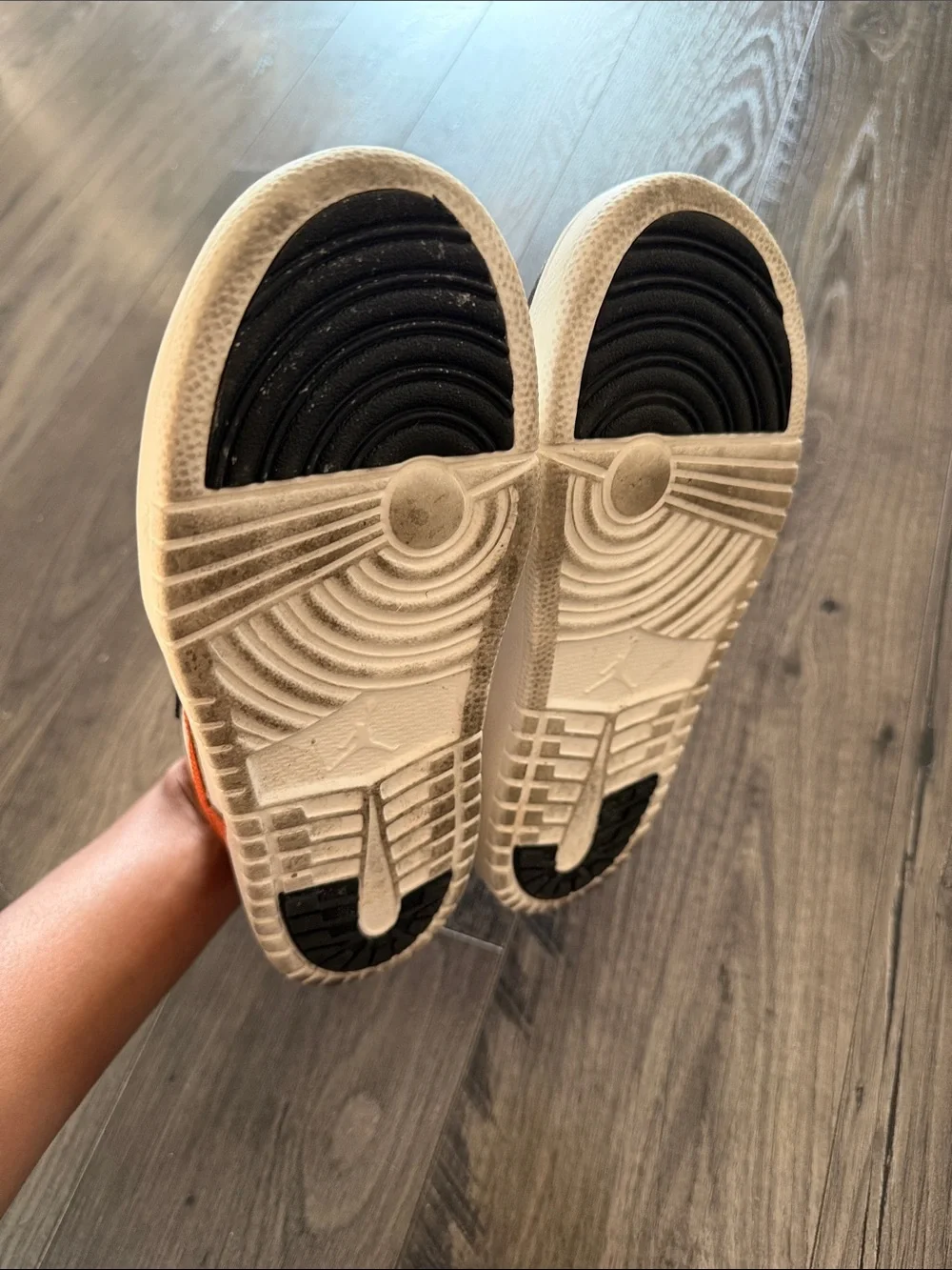 Jordan Kids Black and Orange Low Top Sneakers